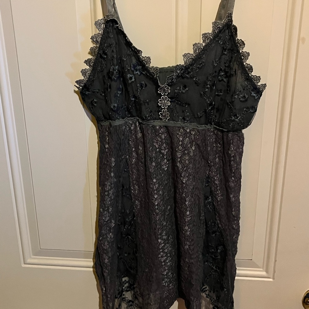 The Pyramid Collection Lace Camisole in Dark Gray